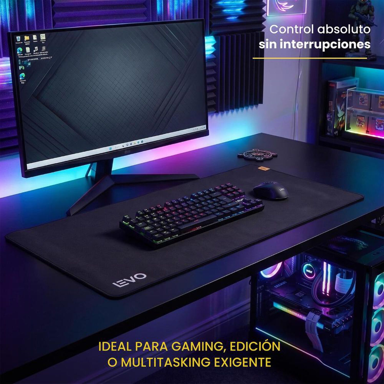 Mousepad Battlemat Xxl 90x40 Cm Antideslizante Negro Levo image number 2.0
