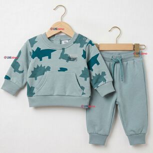 Conjunto Buzo Poler&oacute;n 2 Piezas Beb&eacute; Ni&ntilde;o Estampado Dinosaur