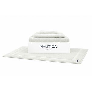 Set 4 Toallas Nautica Signature Cara+mano+cuerpo+piso 100% Algod&oacute;n Gris Claro