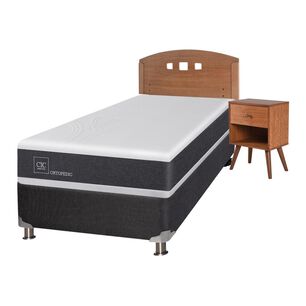 Box Spring Cic Ortopedic / 1.5 Plazas / Base Normal + Set De Maderas