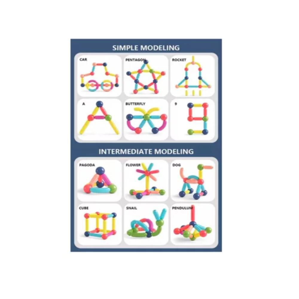 Juego Didactico Bloques Magneticos Construccion 180pcs Ni&ntilde;os image number 2.0