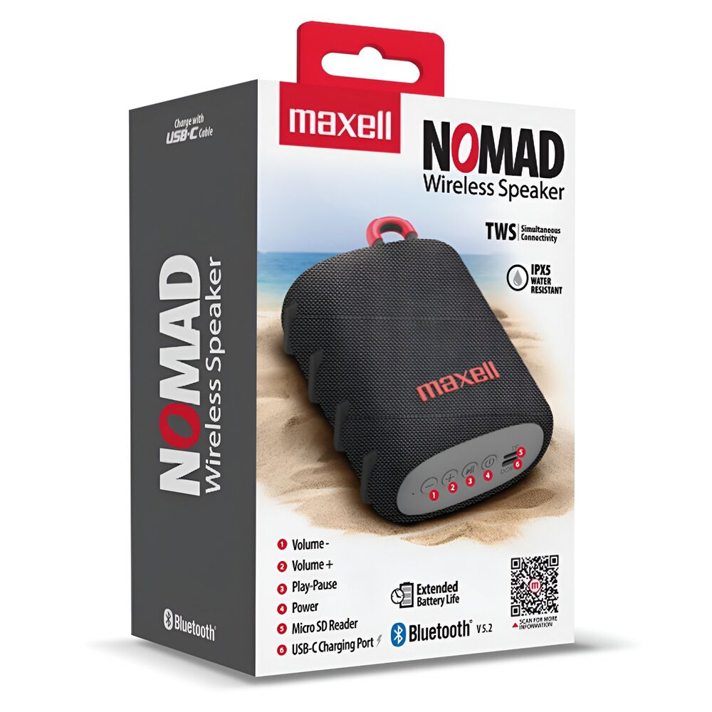 Parlante Portatil Maxell Water Resistant Ipx5 Nomad Gris 5w image number 3.0