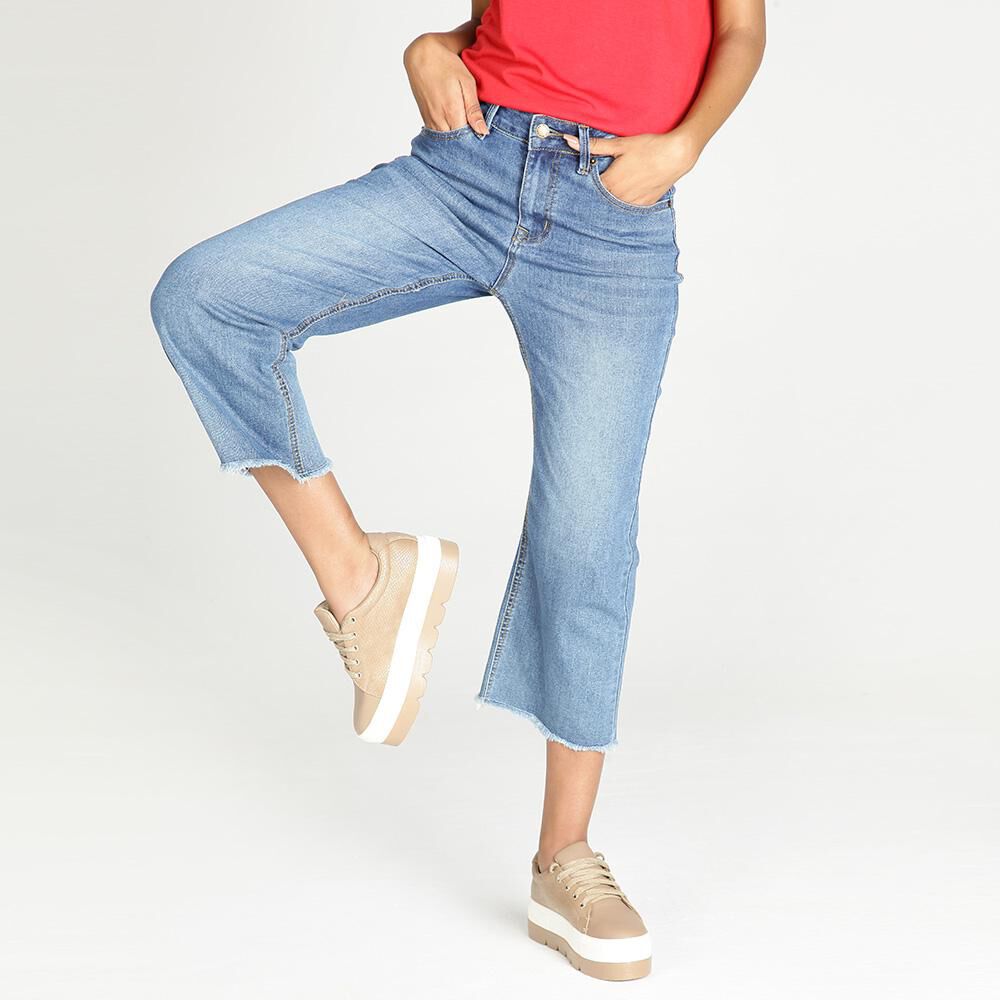 Jeans Mujer Tiro Medio Flare Crop Rolly go image number 0.0