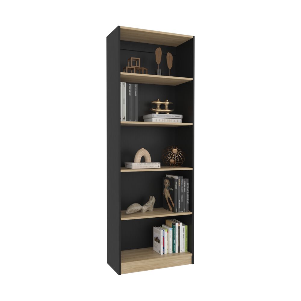 Estante Organizador De Libros 180,6x62,8x29,9 Cm Negro Y Caf&eacute; Claro image number 2.0