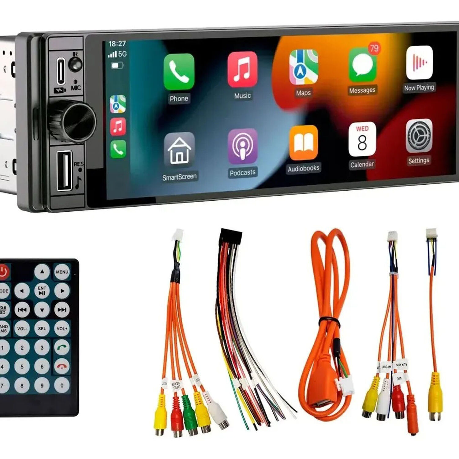 Radio Auto Aiwa 1 Din Con Pantalla Tactil De 6,28'' Aw-w470c Negro image number 3.0