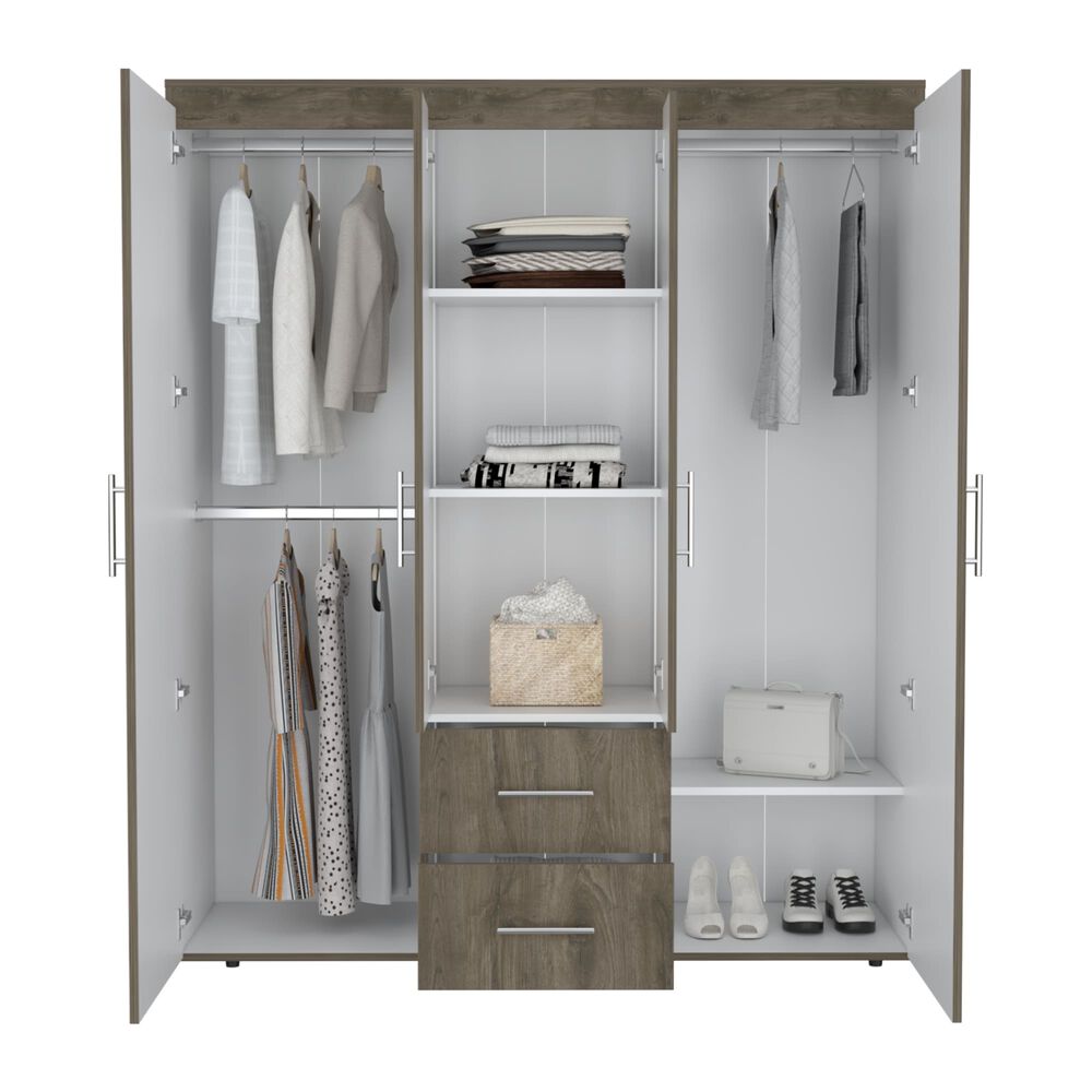 Closet 4 Puertas Fm Melamina 177,9x150,3x50,4 Cm Café Oscuro image number 2.0