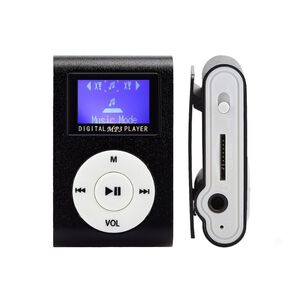 Reproductor Mp3 Digital Clip Met&aacute;lico Negro Con Pantalla Lcd