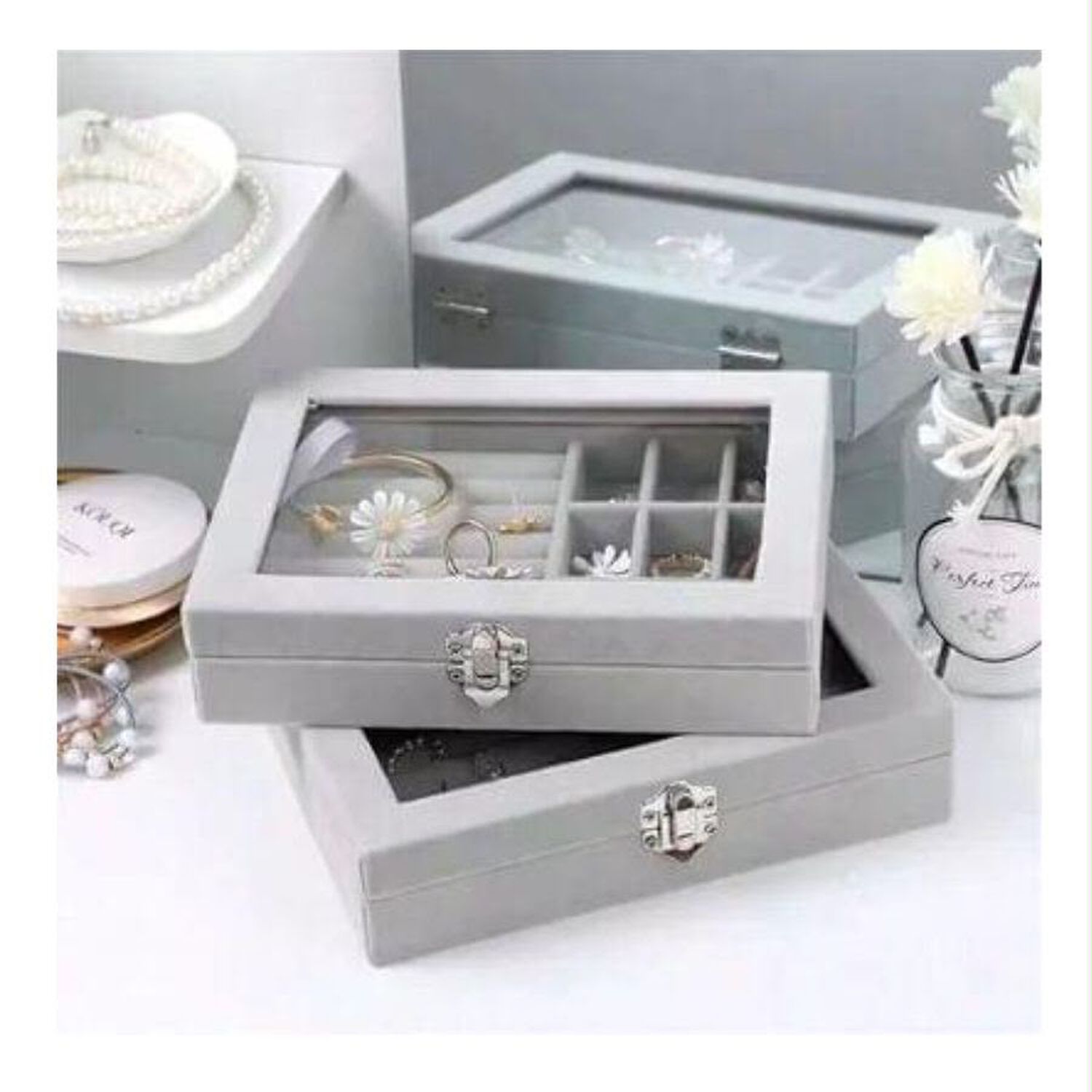Alhajero Caja Organizadora De Joyas Portatil Gris image number 7.0