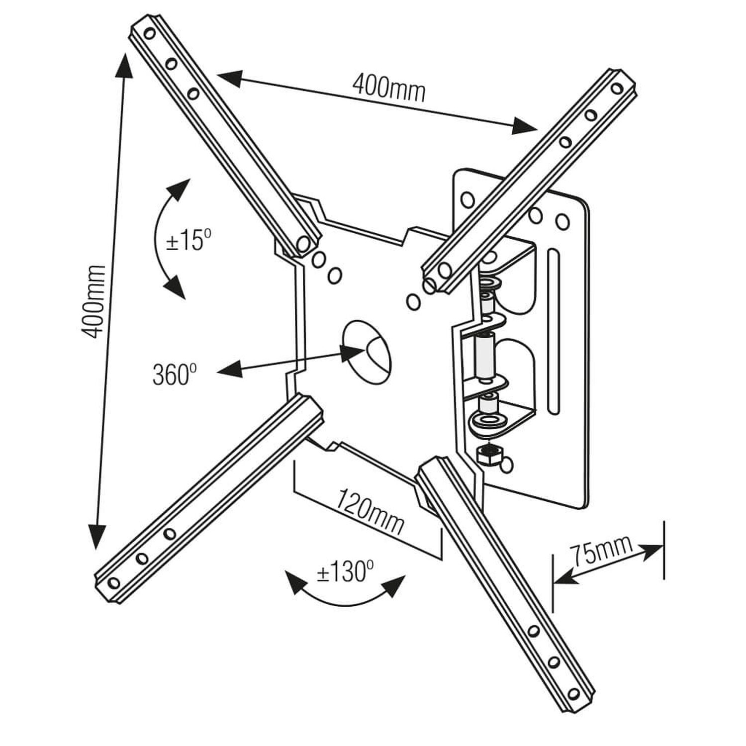 Soporte Articulado Tv 10" A 60" 130 30kg Brasforma image number 2.0