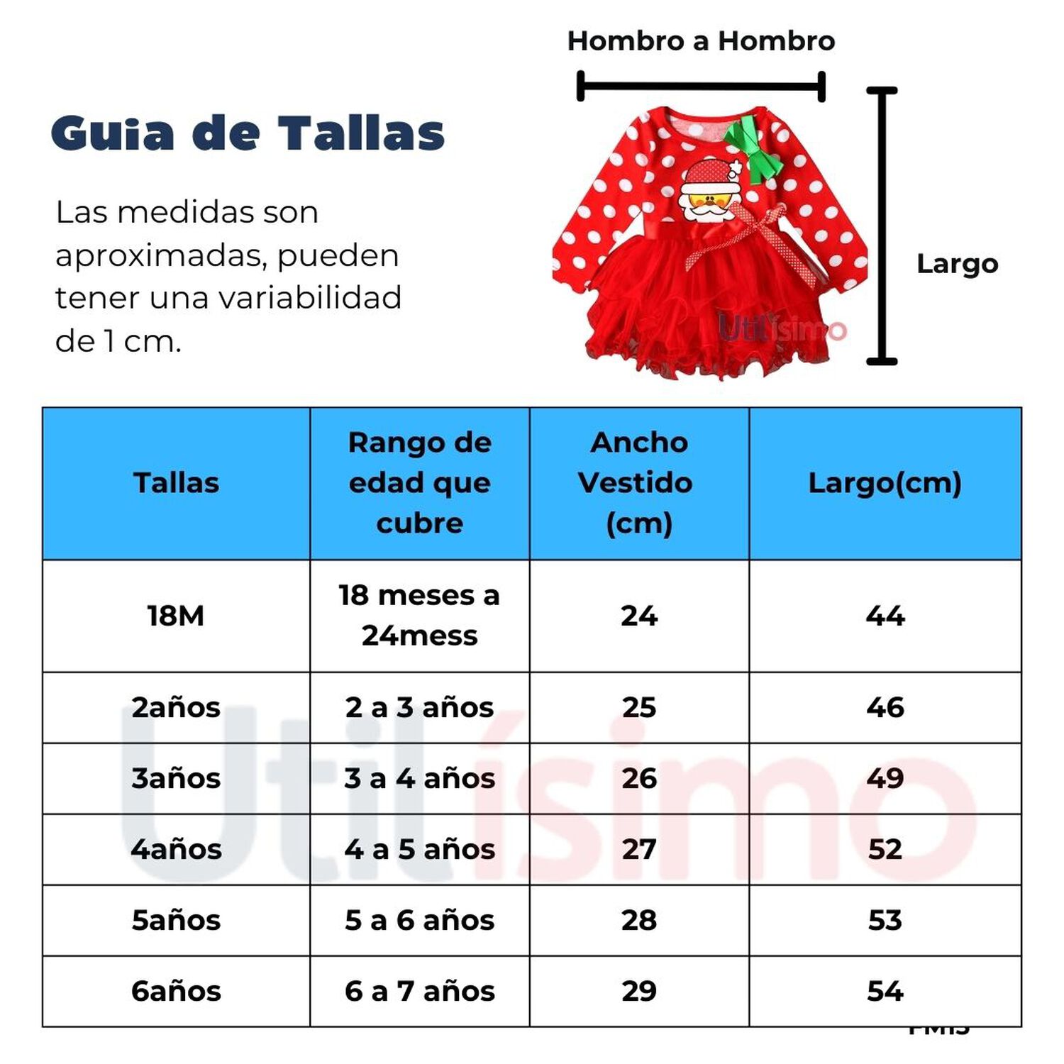 Vestido De Navidad Para Ni&ntilde;as Con Tul 2 A 6 A&ntilde;os Manga Larga Brillo De Navidad image number 2.0