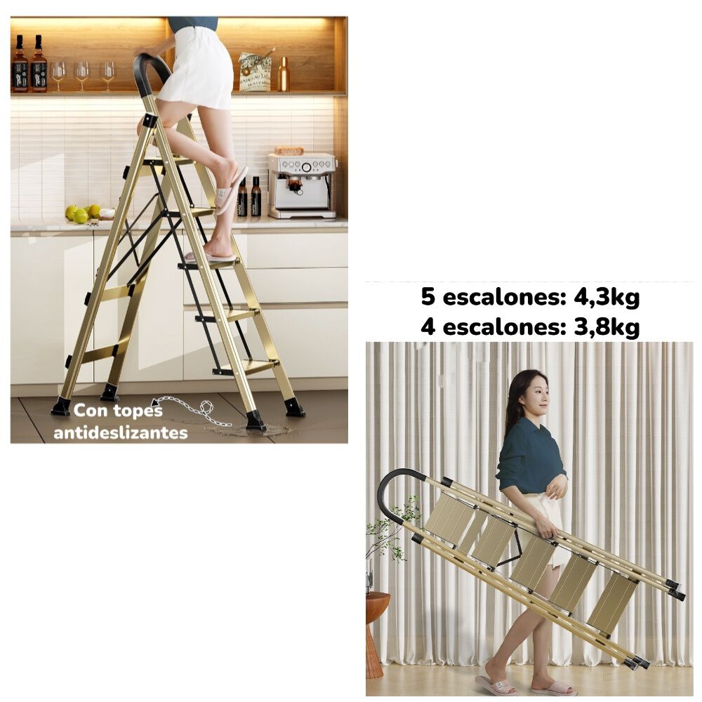 Escalera De Aluminio Dorada 5 Escalones By Lubabycas image number 3.0