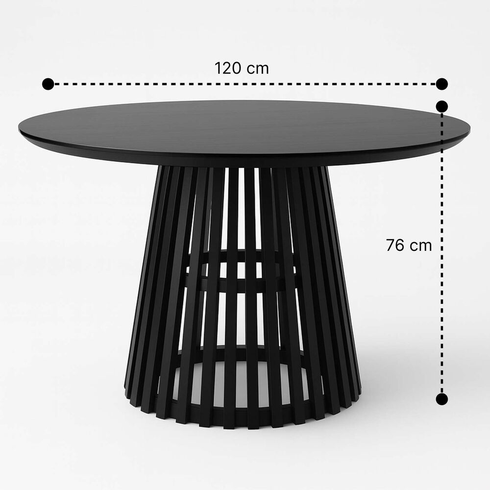 Mesa Redonda De Comedor 120 Cm Madera Natural Base Estilo Rejilla image number 2.0