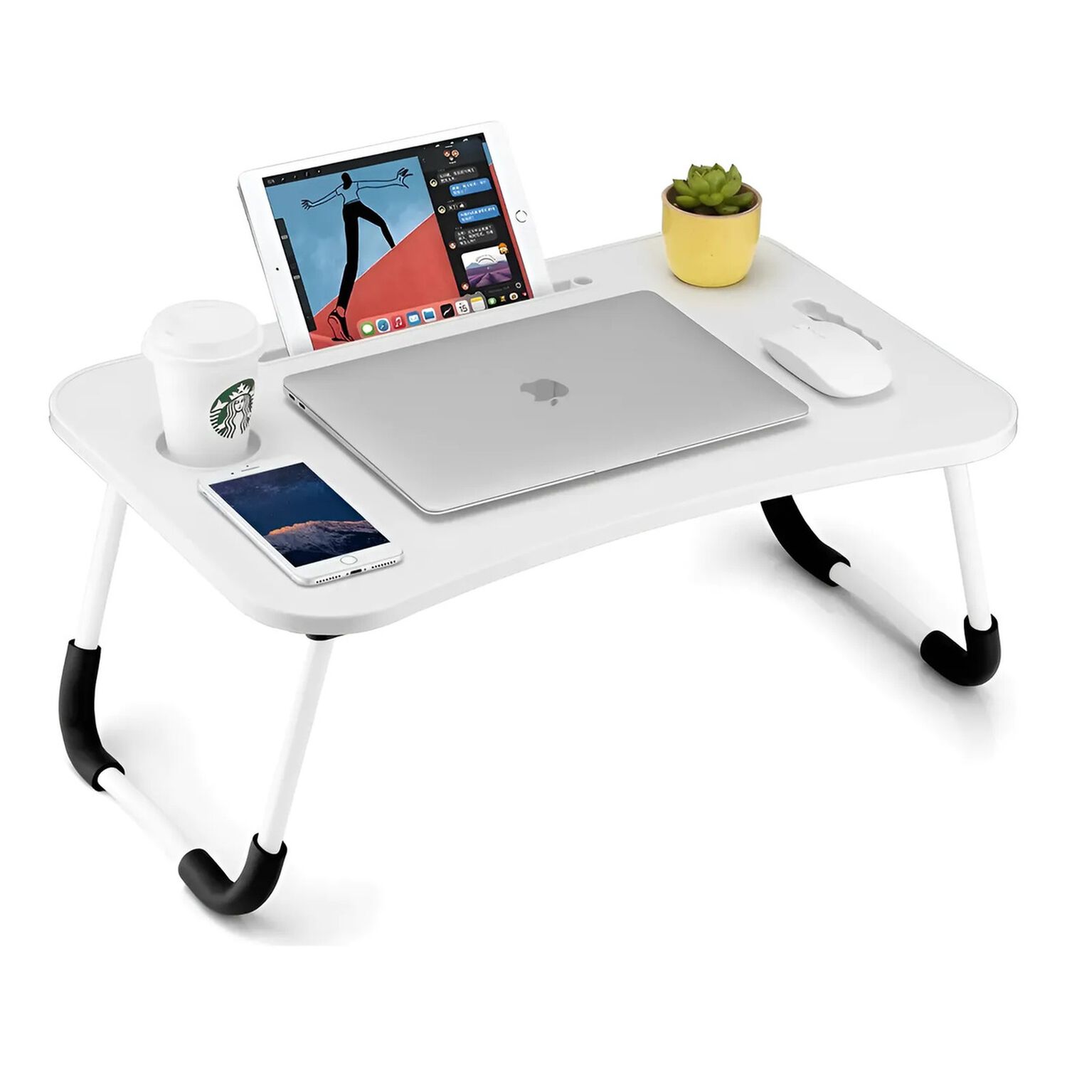 Mesa Notebook Plegable Cama Sof&aacute; Con Portavaso Blanco image number 0.0