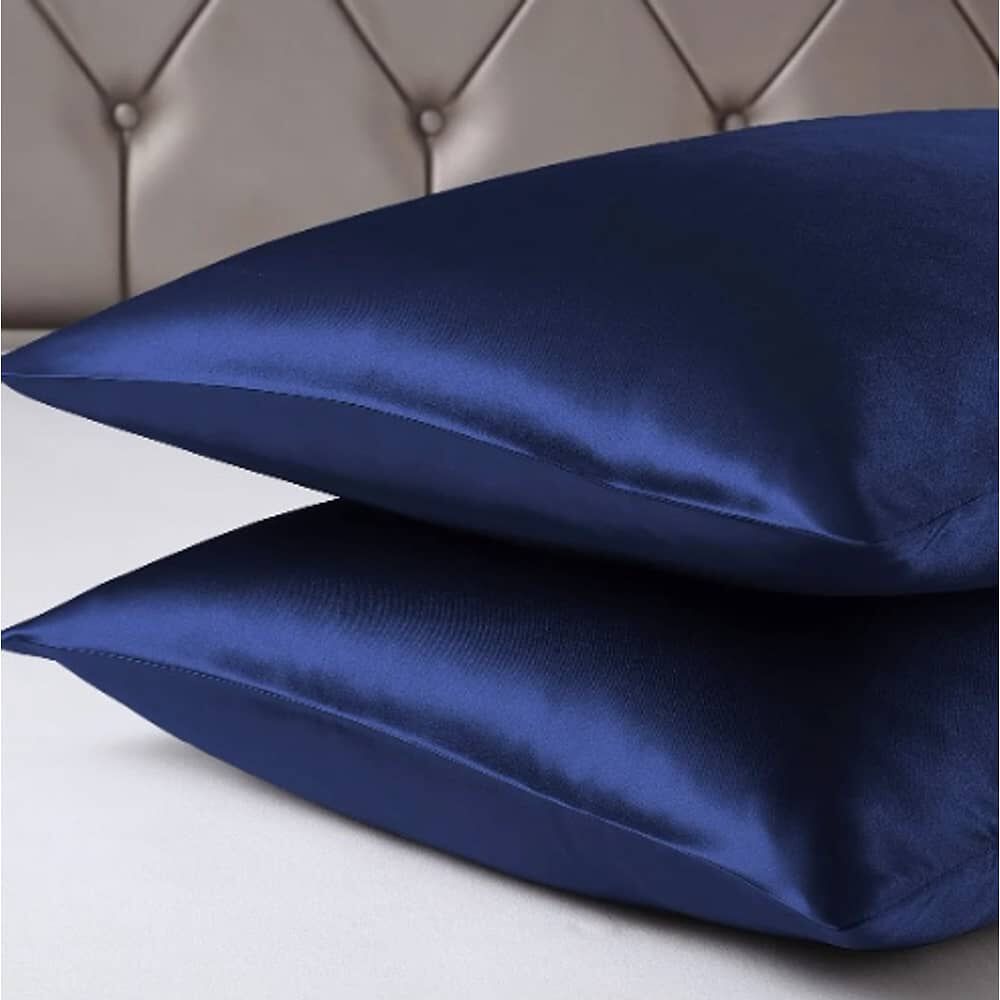 Set 2 Funda Almohada Sat&iacute;n Azul image number 2.0