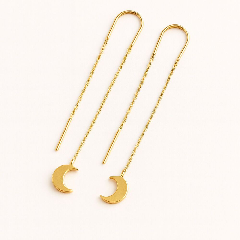 Aros Cadena Luna Oro 18k 3cm Colgantes 1.5gr Mujer Elegantes Regalo image number 1.0