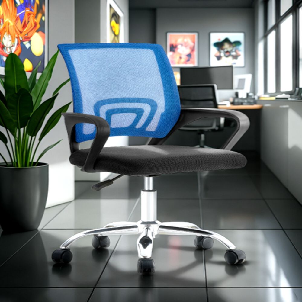 Silla De Oficina Ejecutiva Nueva York Ergonomica Respaldo Malla Azul Bm-520mb Arthome image number 2.0