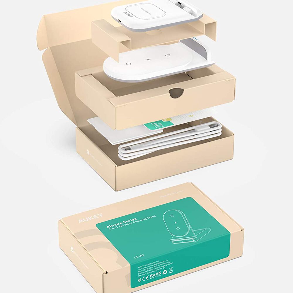 Aukey Estación De Carga Carga Rápida 2 En 1 Con Soporte Blanco - Lc-a2b-w image number 6.0