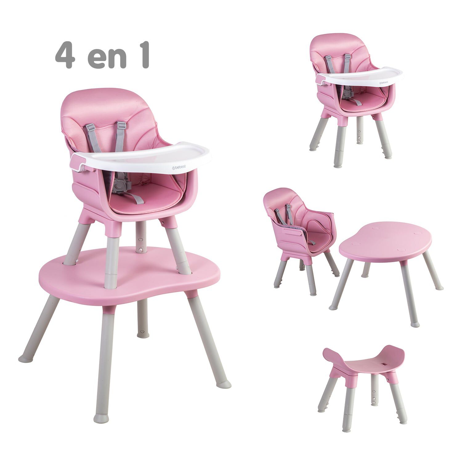 Silla De Comer Baby Desk 4 & 1 Rosa Bebesit image number 6.0