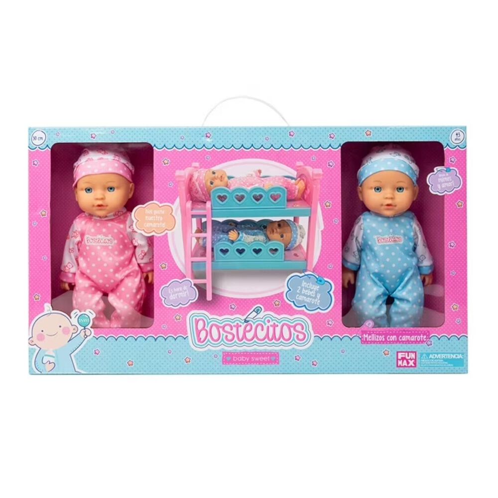 Juguete Pack 2 Muñecas Bostecitos Camarote Mellizas Infantil image number 2.0