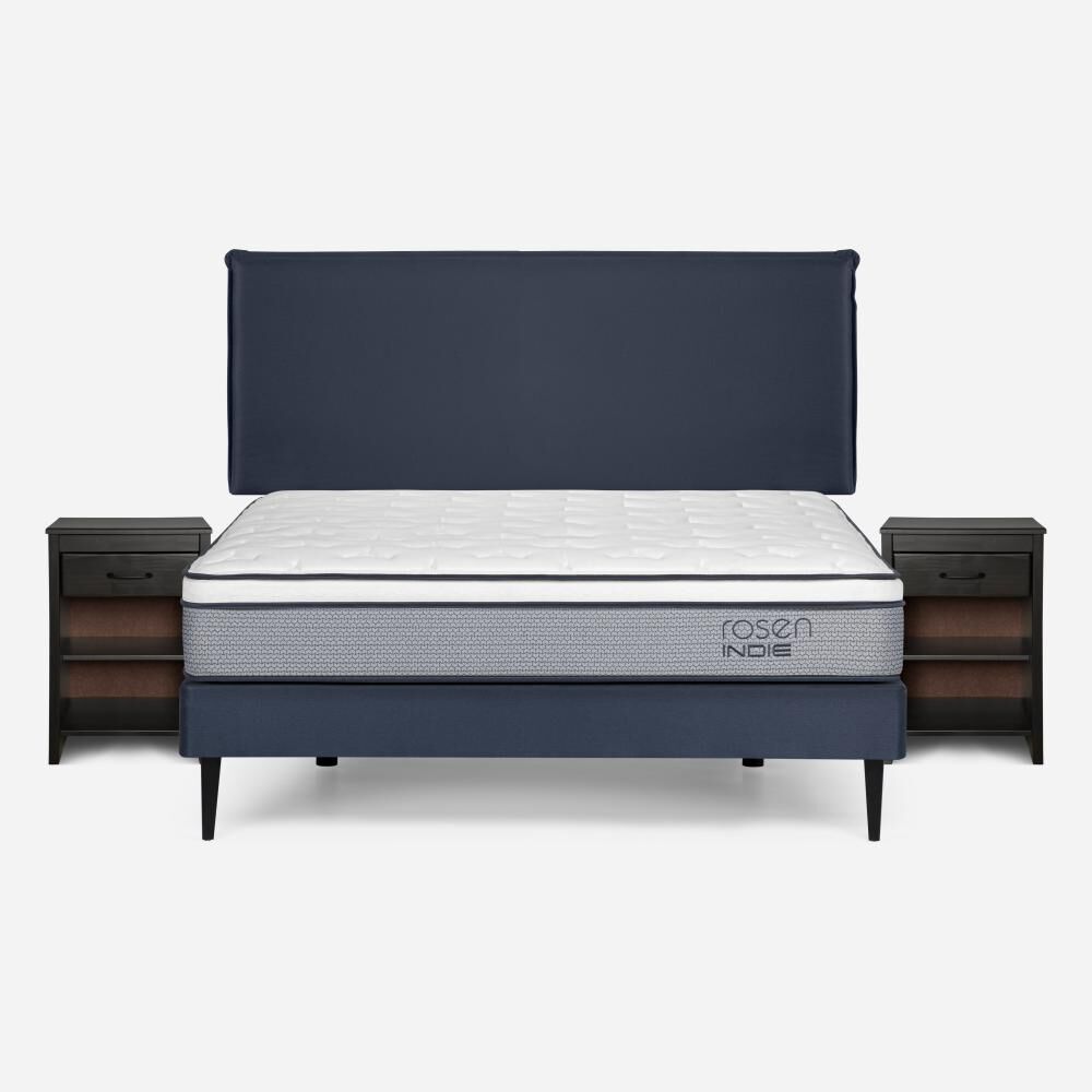 Cama Europea Rosen Indie / 2 Plazas / Base Normal + Set De Maderas Maurice image number 0.0