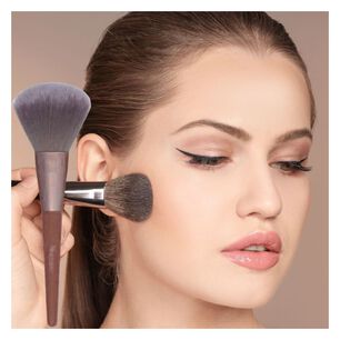 Brocha De Maquillaje Para Polvos Y Rubor De Cerdas Seminaturales