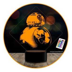 Lámpara 3d Star Wars Bb8 Control Remoto
