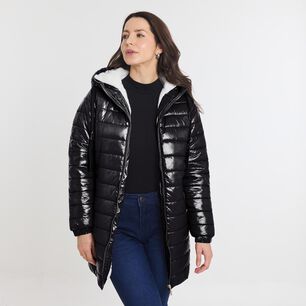 Parka Larga Cuello Alto Con Capucha Mujer Geeps