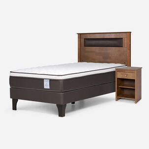 Cama Europea Rosen New Style 4 Plus / 1 Plaza / Base Normal + Set De Maderas Ferrara