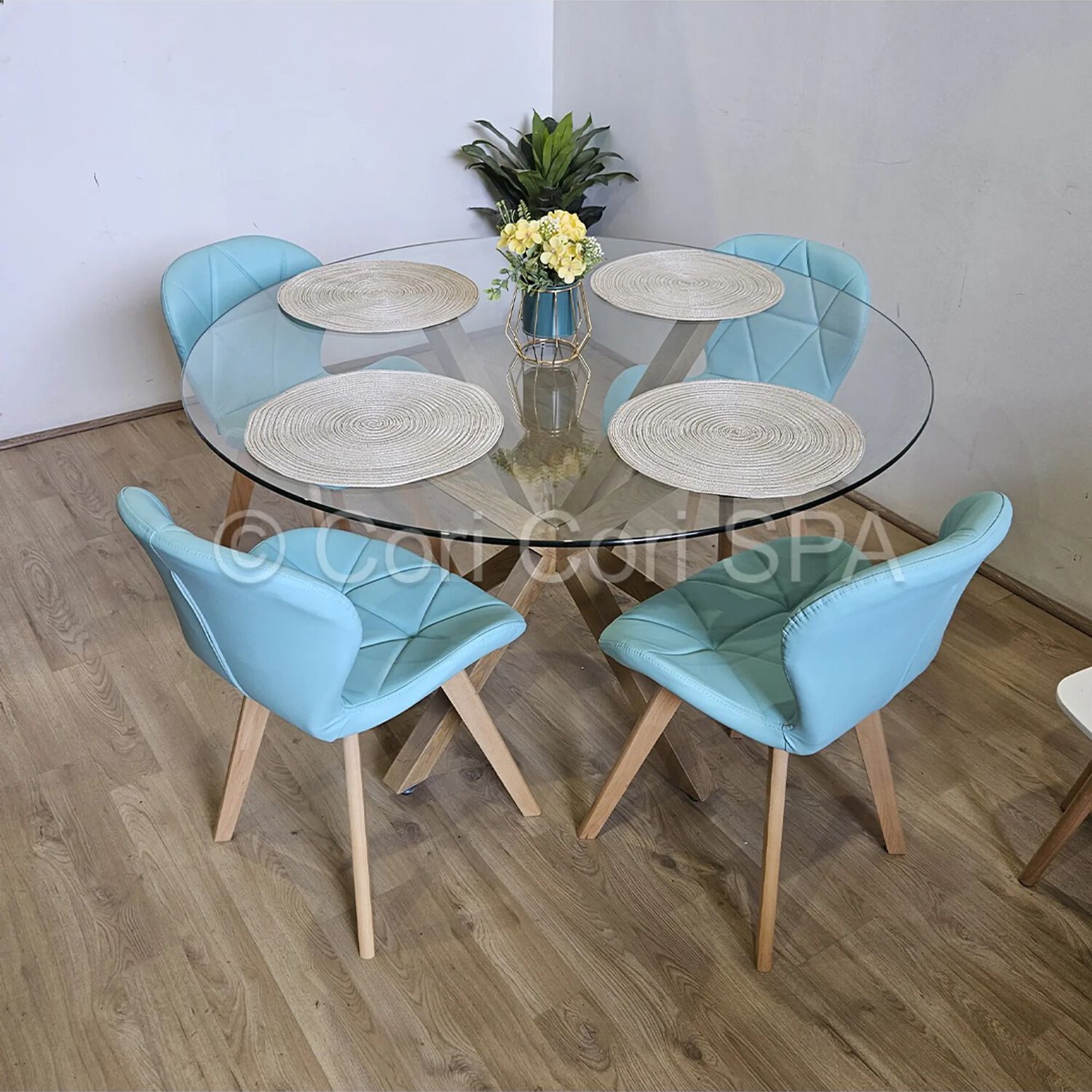 Comedor Mesa Warwick 120 + 4 Sillas Mariposa Wood Menta image number 0.0