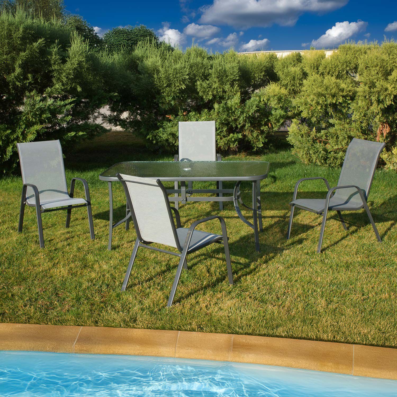 Silla De Terraza Textileno Y Acero Gris image number 5.0