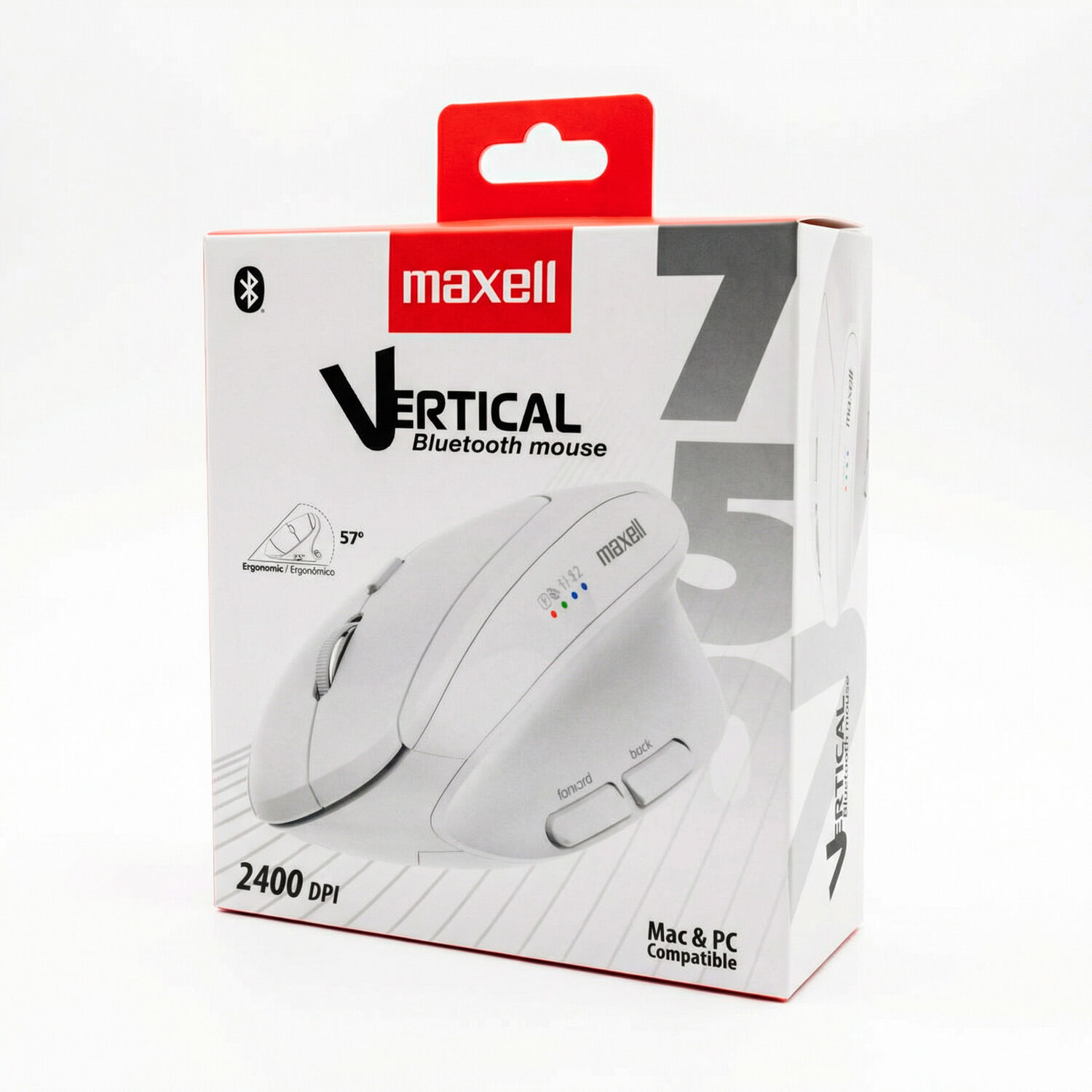 Mouse Vertical Bluetooth Ergon&oacute;mico Maxell 2400 Dpi Inal&aacute;mbrico Blanco image number 3.0