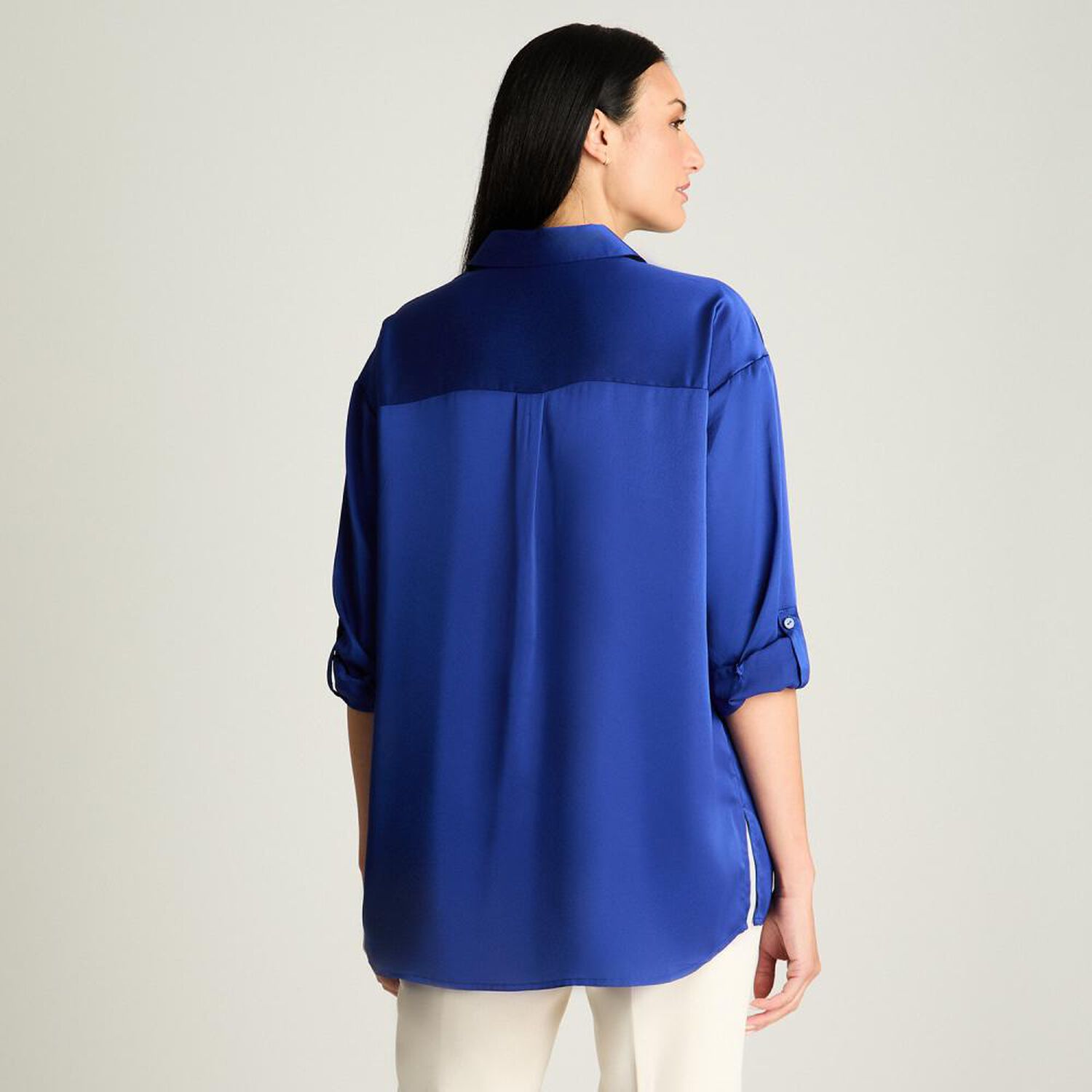 Blusa Con Botones Manga Larga Cuello Camisero Mujer Lorenzo Di Pontti image number 2.0