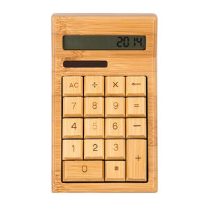 Calculadora Mesa Escritorio Bambú Con 12 Dígitos Solar Ecológico