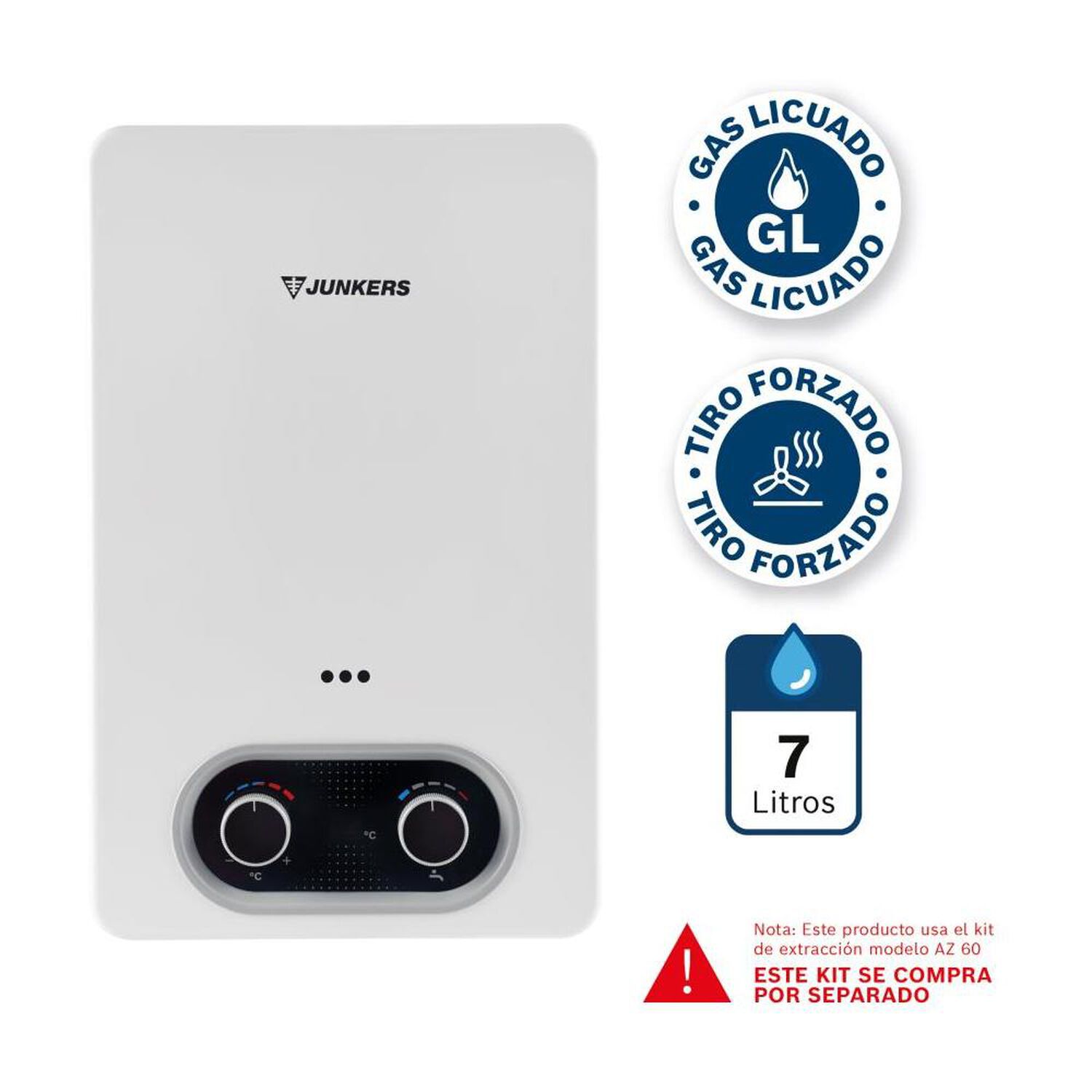 Calefont Junkers Hydrowind Easy / Tiro Forzado / Gas Licuado  / 7 Litros image number 1.0