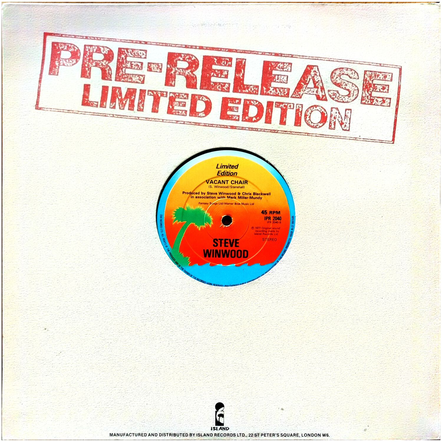 Steve Winwood - While You See A Chance | 12" Maxi Single Usado image number 1.0