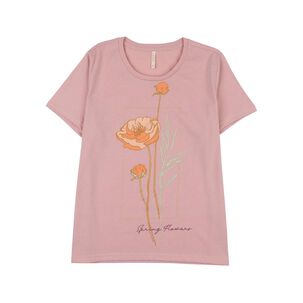 Polera Estampado Folia Manga Corta Cuello Redondo Mujer Geeps