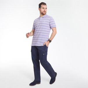 Polera Líneas Manga Corta Cuello Piqué Hombre Peroe