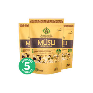 Pack 5, Mezcla Nutritiva De Cereales M&uuml;sli Berry Love Vegano Y Libre De Gluten Para Preparaciones Keto 400gr.