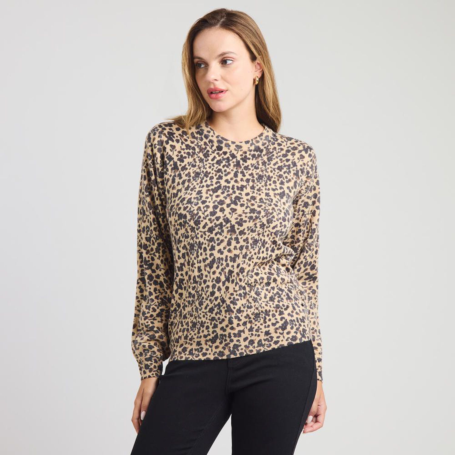 Sweater Estampado Suave Manga Larga Cuello Redondo Mujer Kimera image number 0.0