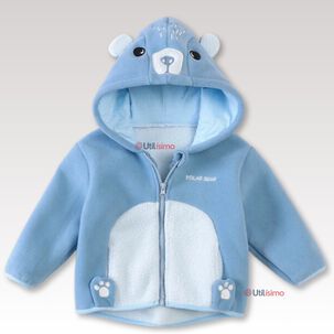 Chaqueta Polar Manga Larga Con Capucha Ni&ntilde;o Y Ni&ntilde;a Azul Oso