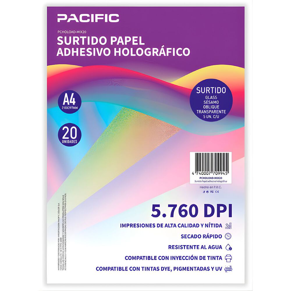 Papel Adhesivo Holografico 20 Hojas Surtido A4 - Ps image number 0.0