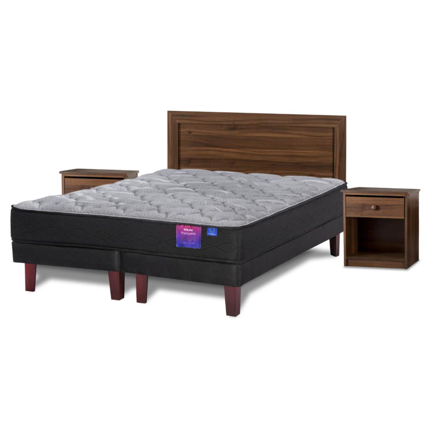 Cama Europea Flex Therapedic Plus / 2 Plazas / Base Dividida + Set De Maderas image number 1.0