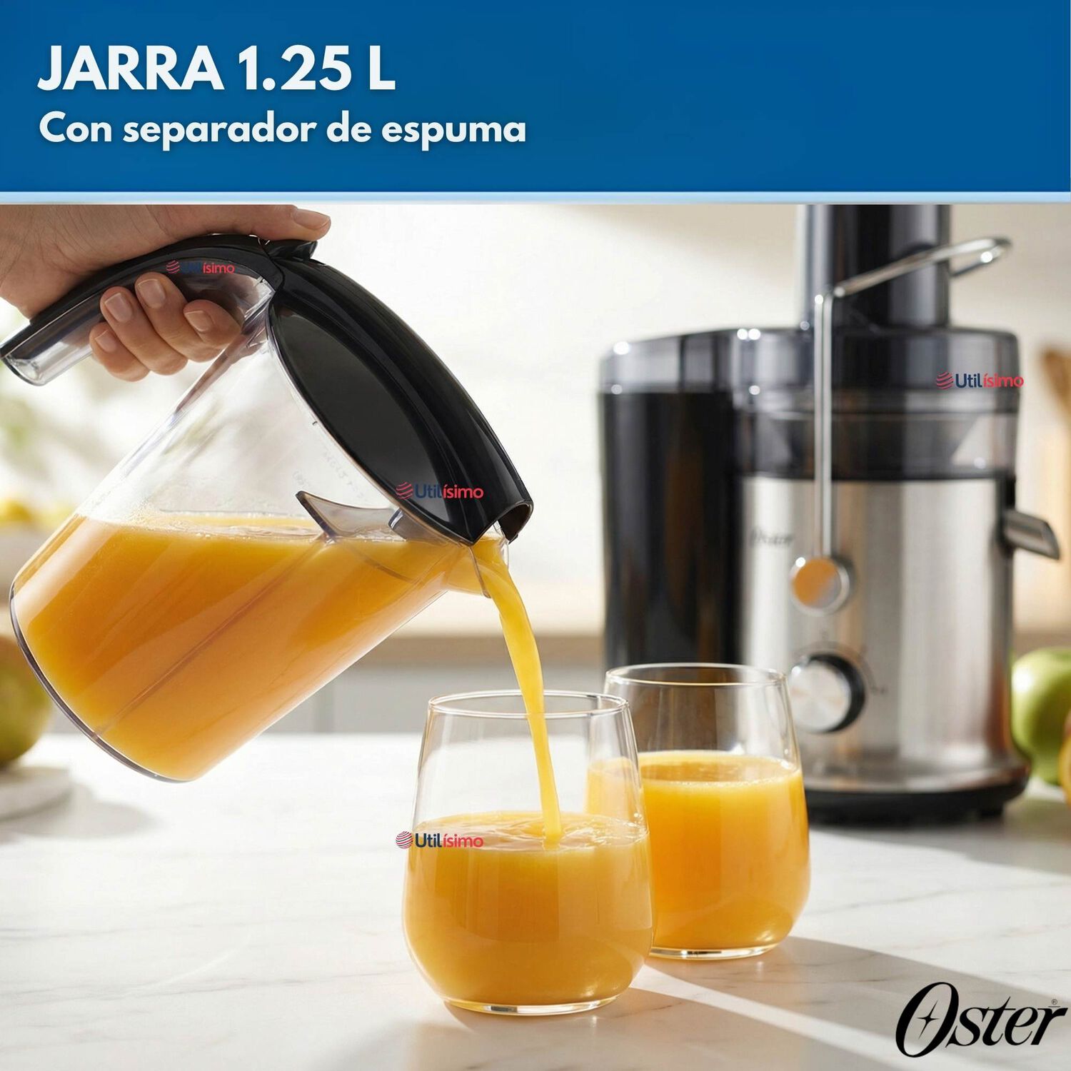Oster Extractor De Jugos, Con 2 Velocidades + Pulso, Y F&aacute;cil De Limpiar, Negro Y Plateado, Fpstje320s image number 5.0