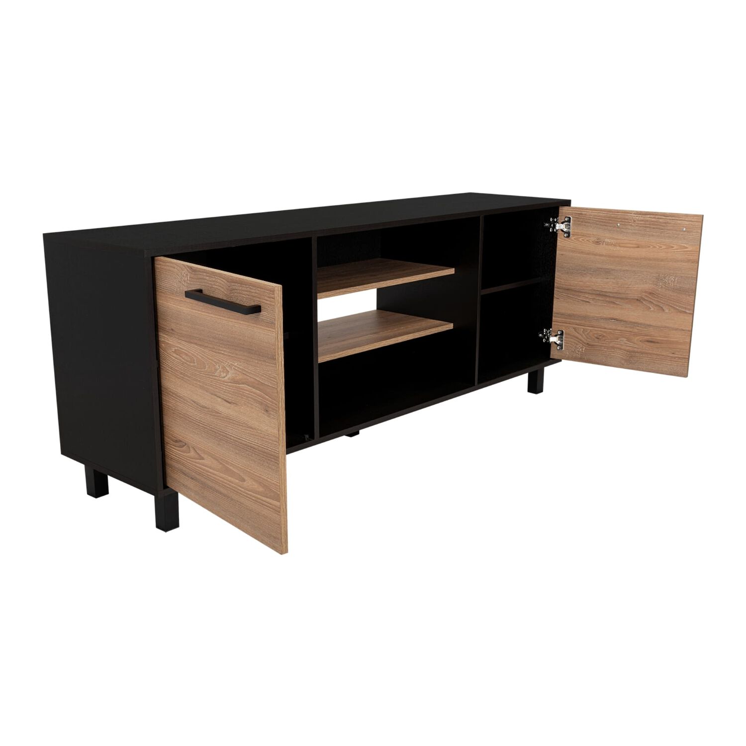 Rack Tv 65" 2 Puertas 4 Repisas Fm-012n Negro Y Caf&eacute; Claro image number 1.0