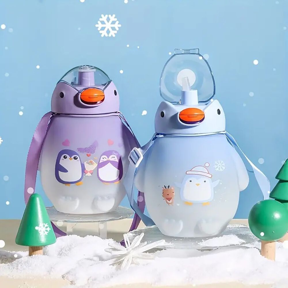 Botella Agua Pinguino Kawaii 1500ml Morado Con Stickers image number 3.0