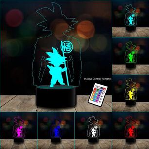 L&aacute;mpara 3d Goku Peque&ntilde;o Sombra Dragon Ball Control Remoto