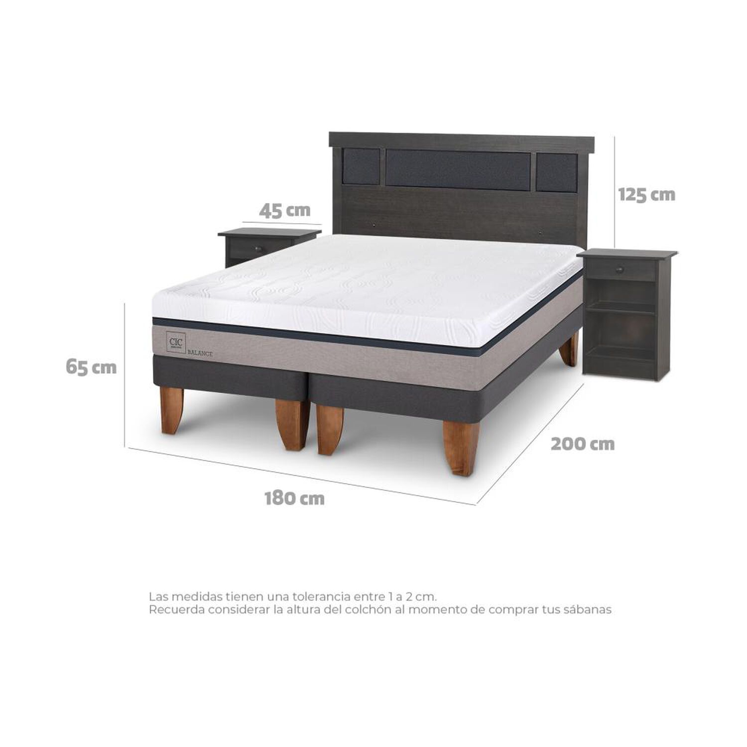 Cama Europea Cic Balance / King / Base Dividida + Set De Maderas image number 3.0