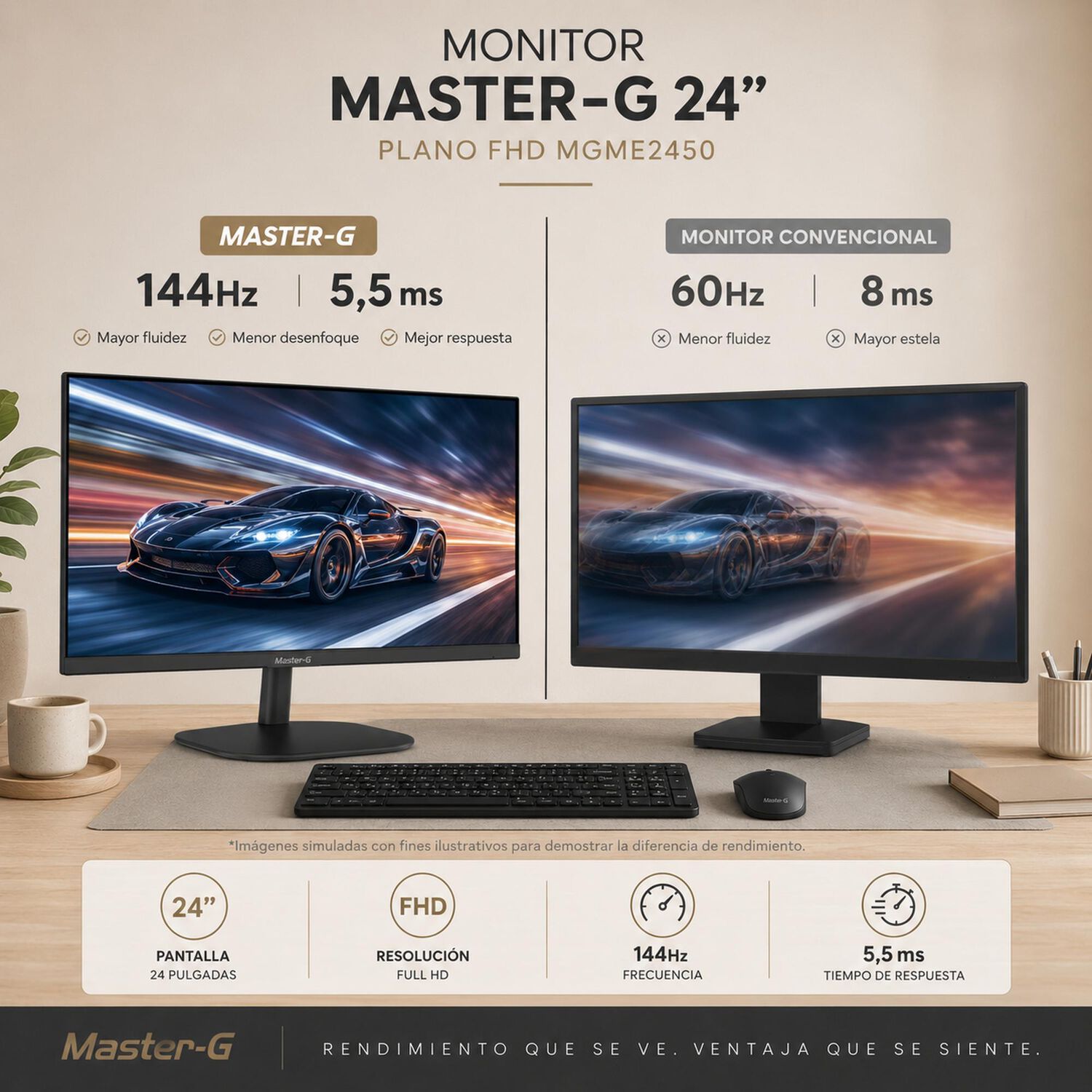Monitor De Pc 24" Full Hd Ips 144hz 5,5ms Mgme2450 Master-g image number 5.0