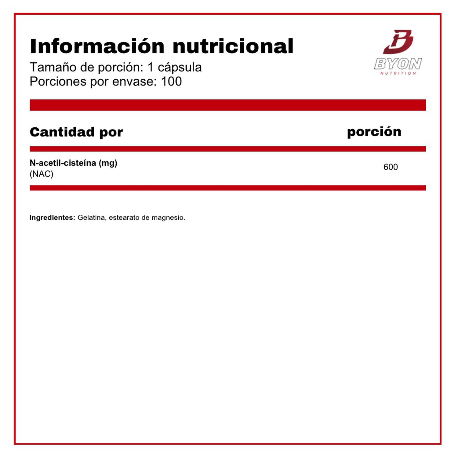 N-acetyl Cysteine Nac 600 Mg 100 C&aacute;psulas image number 1.0