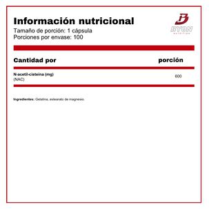 N-acetyl Cysteine Nac 600 Mg 100 C&aacute;psulas